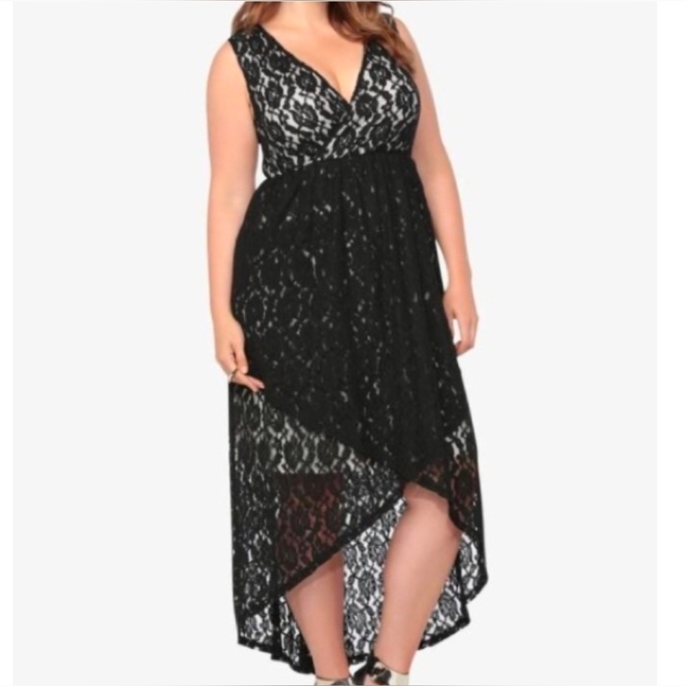 Torrid Black Lace High-Low Formal Dress